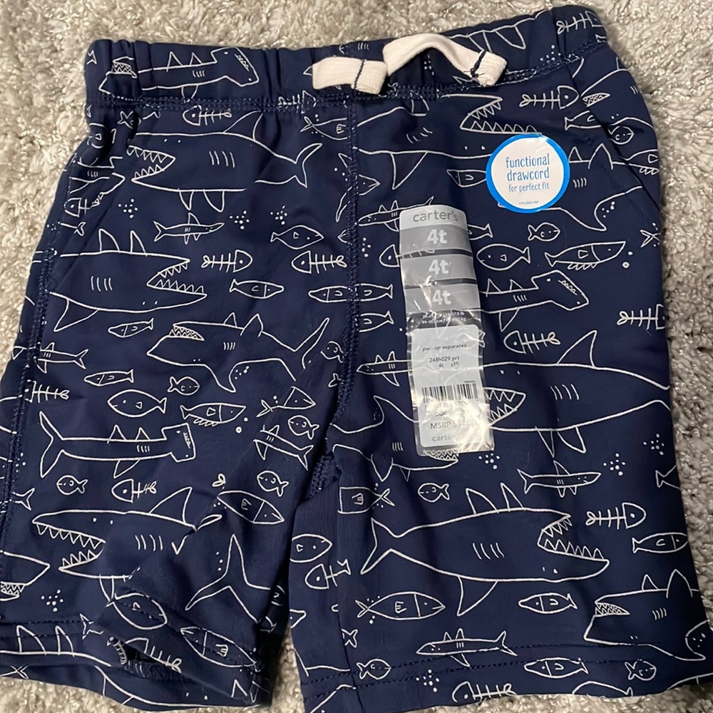 4T Carters Shorts with Shark Print